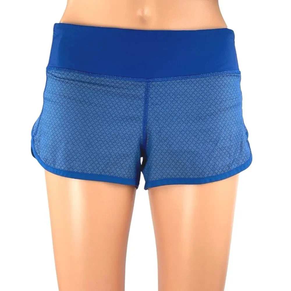 Lululemon Run Speed Women's Blue Mid Rise Workout Yoga Athletic Running Shorts 4